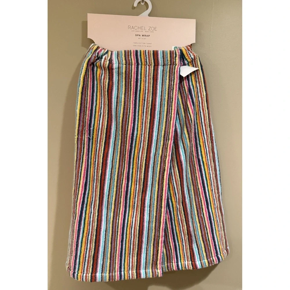 Rachel Zoe Striped Women's Spa Bath Shower Towel Wrap O/S Cotton Rare New